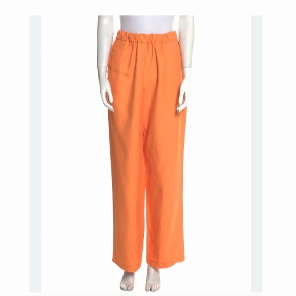 Loulou Studio Women's Light Orange Wide Leg Pants Inari XS Linen Blend France - Picture 1 of 7